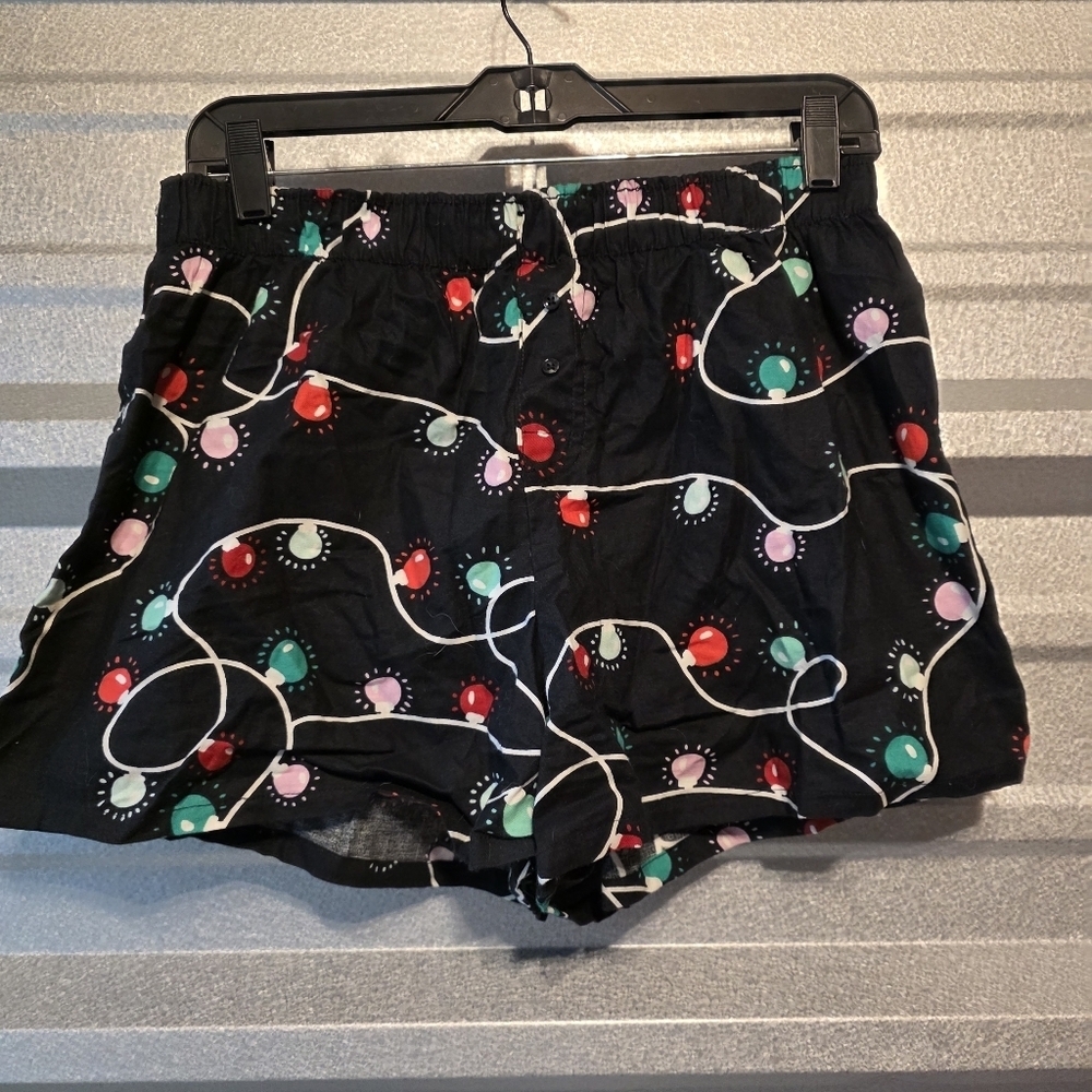 Colsie Black Shorts with Colorful Pattern